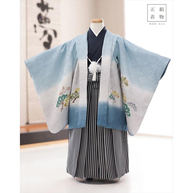 小さめ5歳 男の子 最高級 正絹 着物レンタル 100cm〜110cm 七五三 袴