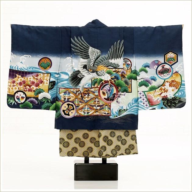 5歳 男の子 七五三 袴レンタル d5056 サムライネイビー×飛翔鷹 753