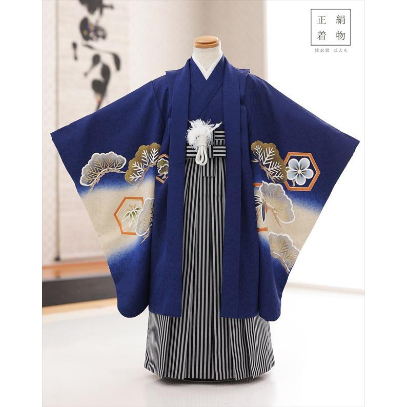 5歳 男の子 正絹 七五三 着物レンタル d5559 袴レンタル プレミアム