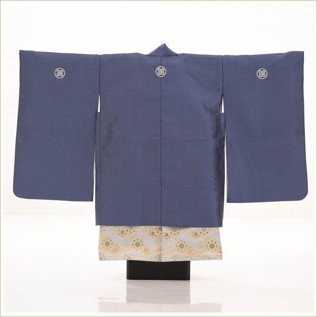 正規品 6歳〜8歳 男の子 着物レンタル 袴レンタル d6093 卒園式 七草祝い 七五三お兄ちゃん 7才前後 子供着物 人気 レトロ「花わらべ」青地にシンプル無地モダン 【R1639604662】(9620円)
