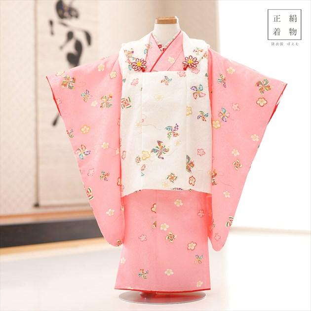 3歳女の子 正絹 着物 七五三レンタル 被布セット f1563 子供着物 人気