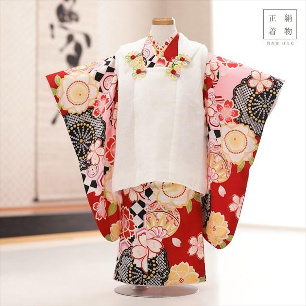 3歳女の子 正絹 着物 七五三レンタル 被布セット f1577 子供着物 人気