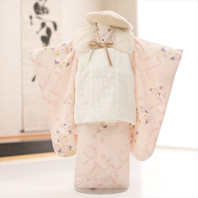 3歳 女の子 七五三 着物レンタル 和洋2way 被布セット f1587 子供着物