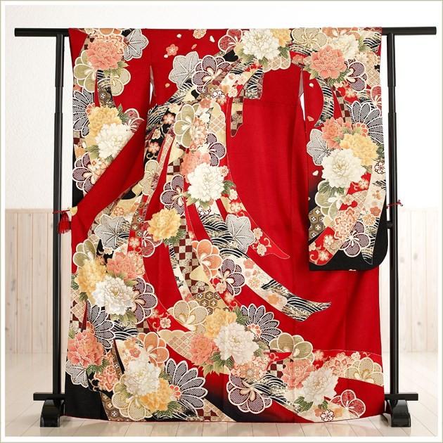 卒業式 袴レンタル 〔女袴〕fboh1187 赤地に絢爛慶び壮麗彩華×緑袴