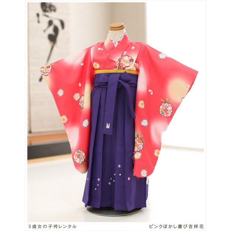 3歳 女の子 七五三レンタル 袴セット h3902 子供着物 人気 かわいい