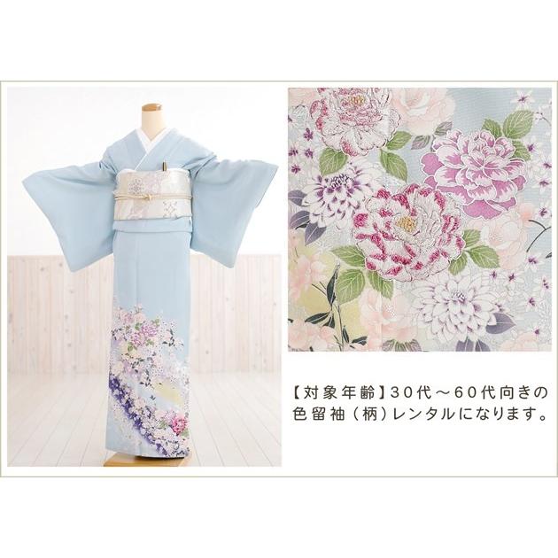 色留袖レンタル it046 京友禅手描き「桃山小袖」水色絢爛慶びの薔薇