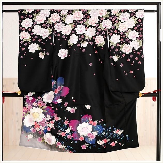 七五三　7歳女の子着物　花柄 黒地 七五三 7歳女の子着物 花柄 黒地 七五三7歳女の子着物花柄 黒地