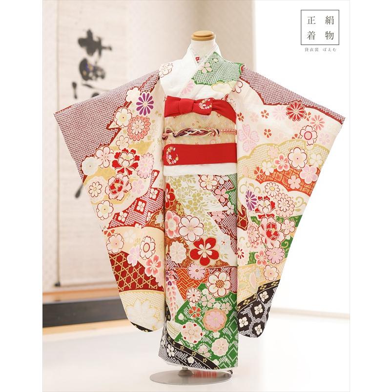 7歳 女の子 七五三 正絹 着物レンタル j7359 フルセット 上質 753 子供