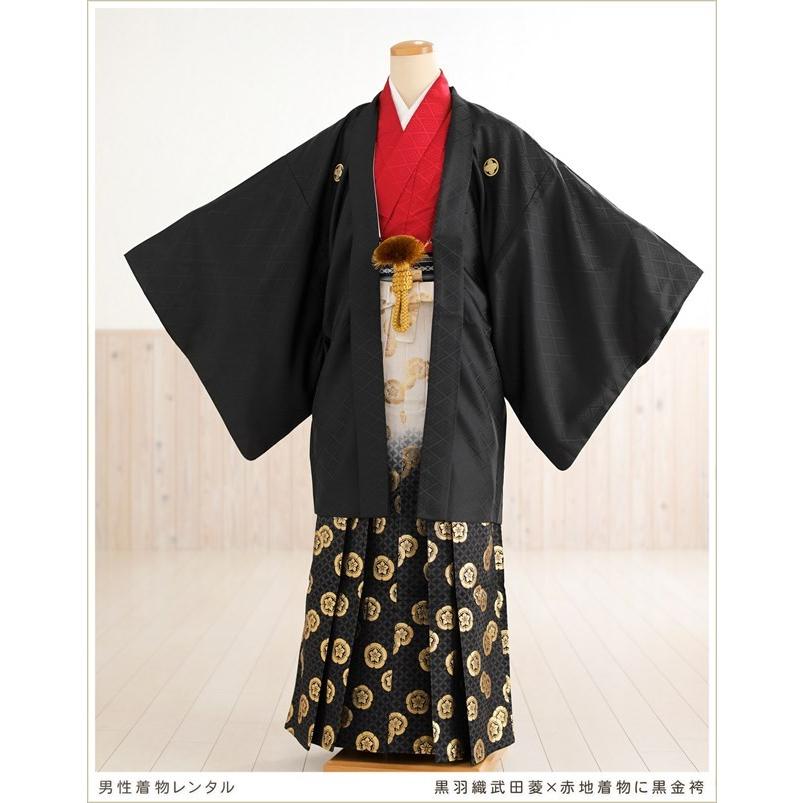 卒業式 袴 レンタル 男 結婚式 Mo803 紋付袴レンタル 羽織袴 フルセット かっこいい おしゃれ 人気 メンズ イベント 黒羽織武田菱 赤地着物に黒金袴 Mo803 貸衣裳ぽえむ 通販 Yahoo ショッピング