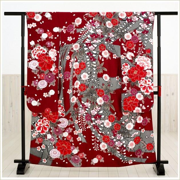 卒業式 女 袴 レンタル oh1041 ワインレッドに春慶彩華×紺袴/袴セット