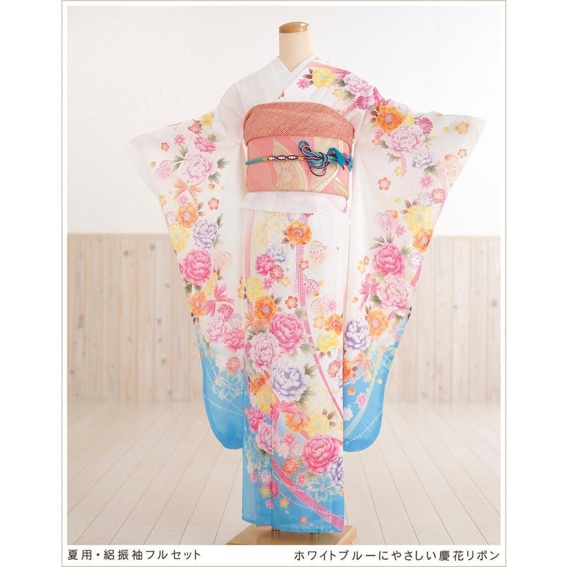 夏用「絽」振袖レンタル sf1177 結婚式 結納 振り袖 フルセット 7月 8