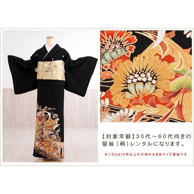 夏用 単衣 大きいサイズ 留袖レンタル sth735 広巾 母親 黒留袖 留め袖