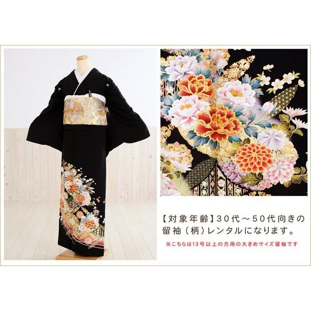 大きいサイズ 留袖レンタル th001 黒留袖レンタル 留め袖 結婚式 [徳川の美モデル  繚華七宝繋] 母親/親族/13号〜19号 |  | 02