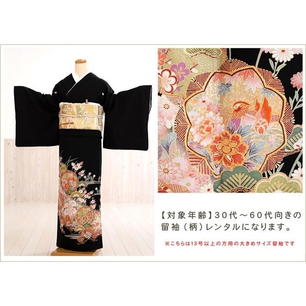 大きいサイズ 留袖レンタル th018 黒留袖レンタル 留め袖 結婚式「セ