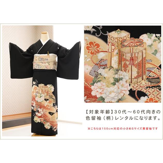 150cm 155cm 小さめ 黒留袖レンタル ts028 母親 高級 正絹 留め袖 結婚