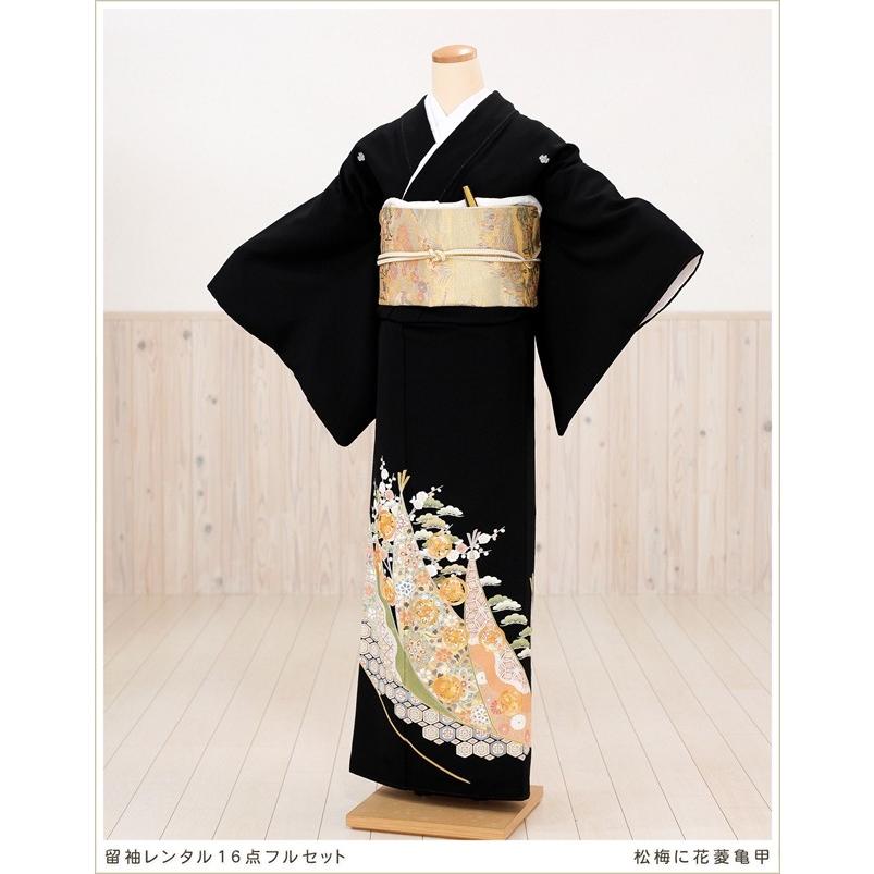 留袖レンタル ts064 黒留袖レンタル 母親 留め袖 結婚式 正絹 tomesode