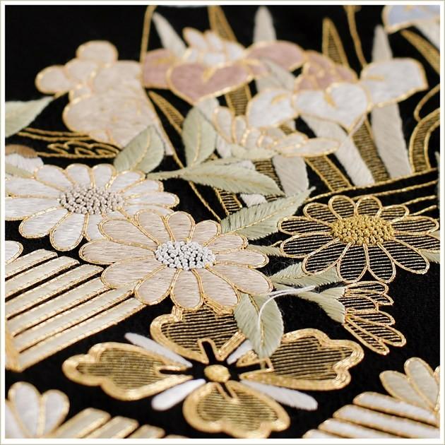 留袖レンタル 手刺繍 ts181 黒留袖 結婚式 母親 フルセット 留め袖