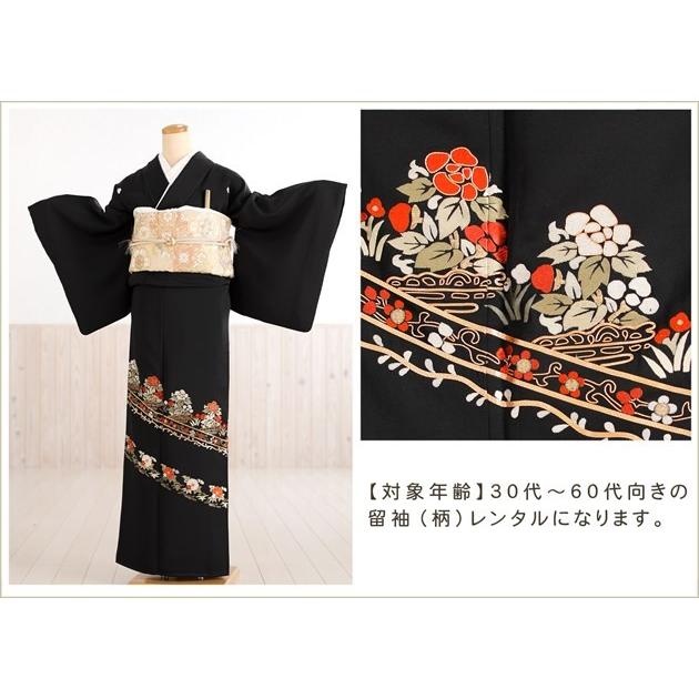 留袖レンタル 手刺繍 ts204 黒留袖 結婚式 母親 フルセット 留め袖