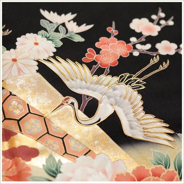 黒留袖 フルセット 着物 結婚式 第一礼装 正絹 鳥 落款 蒼風 金 花 C1r