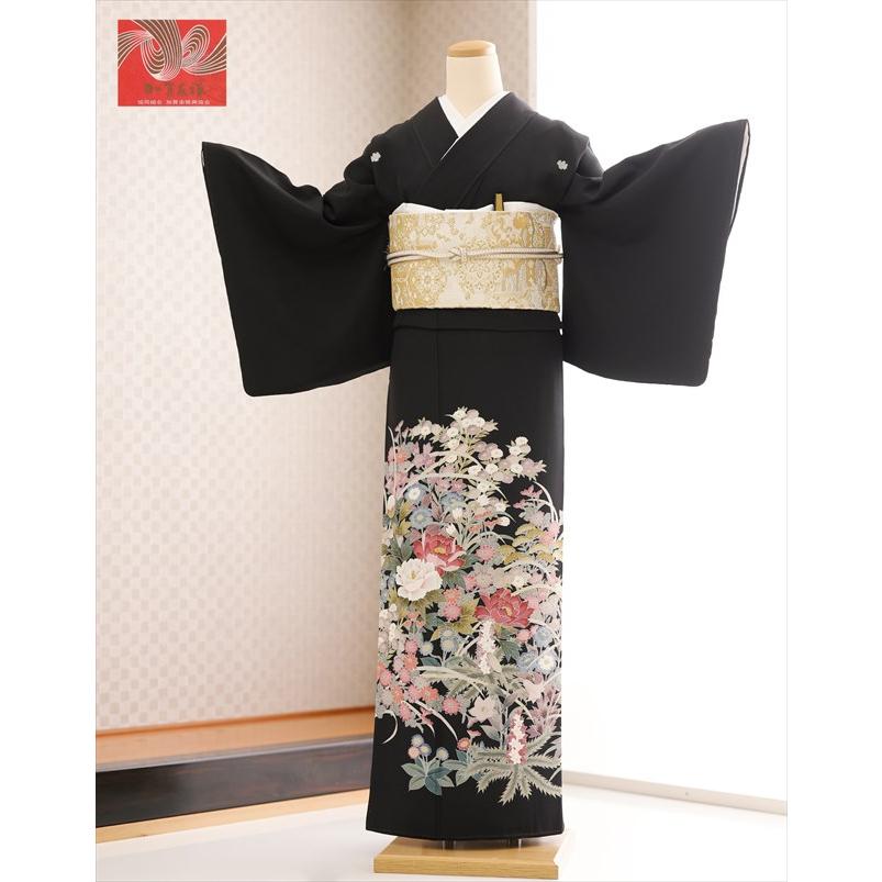 正絹　黒留袖　未使用　金彩手描き友禅　結婚式 留袖レンタル 特選「加賀友禅」 ts267 手描き 黒留袖 結婚式 母親 フル