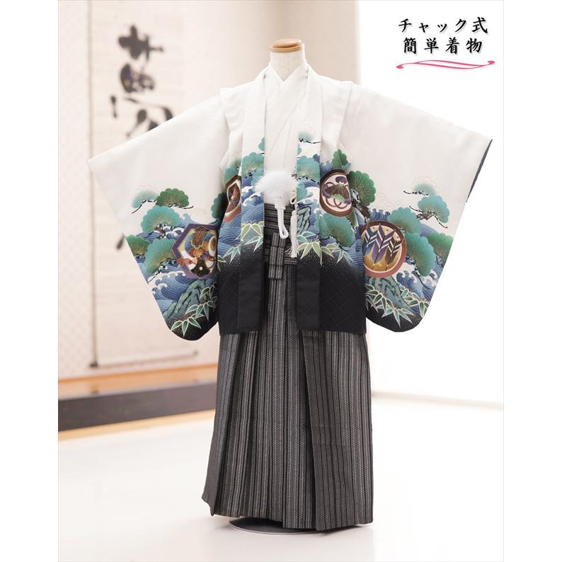 チャック式 簡単ワンタッチ着付け5歳 男の子 七五三 羽織袴 着物