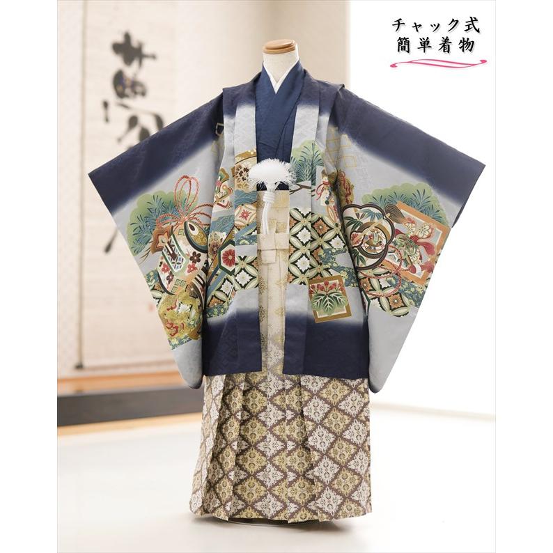 チャック式 簡単ワンタッチ着付け5歳 男の子 七五三 羽織袴