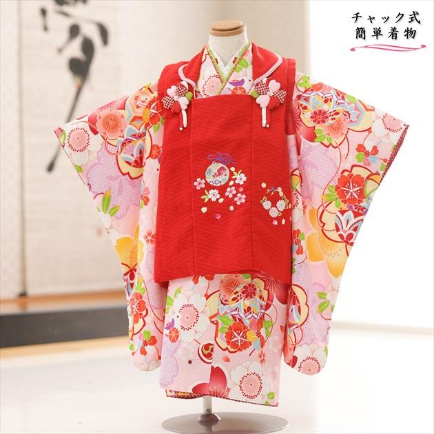 チャックで簡単 ワンタッチ着付け 3歳 女の子 七五三 被布セット 着物