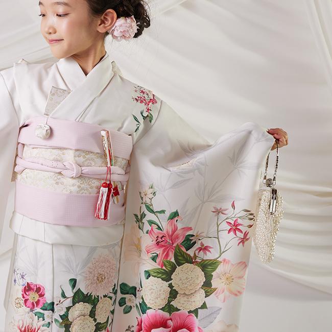 七五三 着物 7歳 女の子 レンタル ナチュラル いちは 白 ピンク 七五三 着物 7歳 女の子 レンタル ナチュラル いちは 白 ピンク
