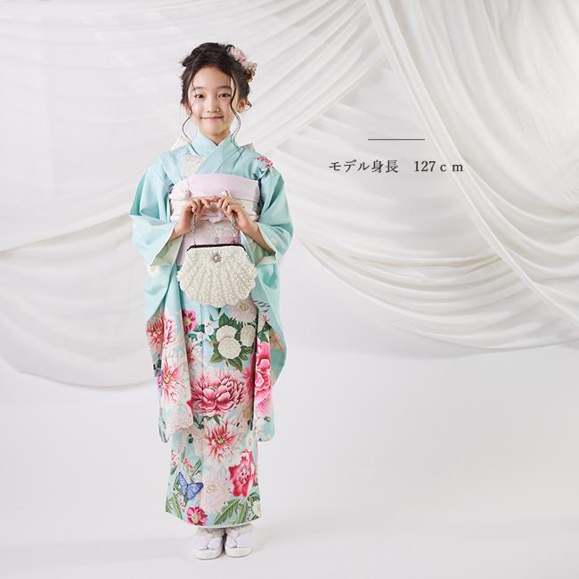 七五三 着物 7歳 女の子 レンタル ナチュラル いちは エメラルド 七五三 着物 7歳 女の子 レンタル ナチュラル いちは エメラルド