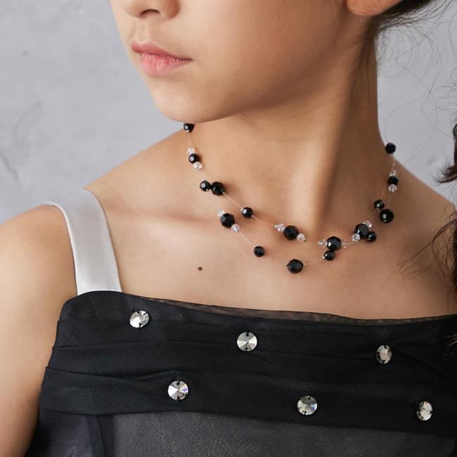 子供ドレスレンタル 靴セット 女の子用フォーマルドレス 日本製 210-BK 黒×シルバー 女児 120 130 140 150 160 キッズ 結婚式 七五三 写真撮影の画像