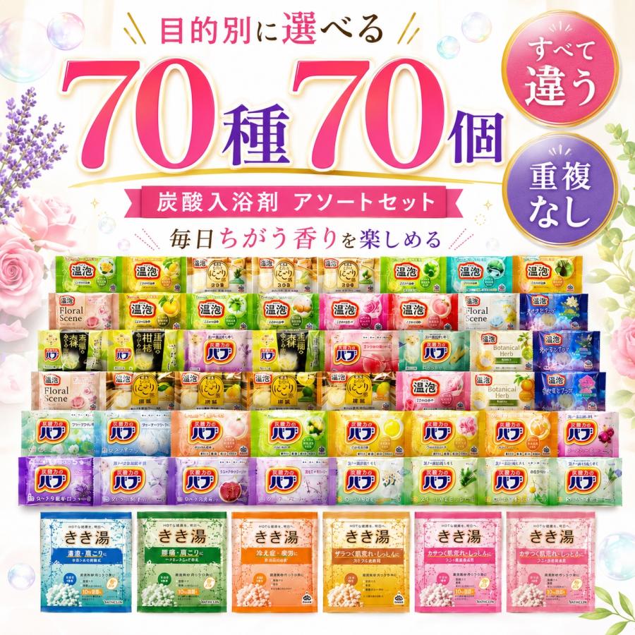 バブ 入浴剤 詰め合わせ 温泡 きき湯 炭酸入浴剤 アソート 70個 大量