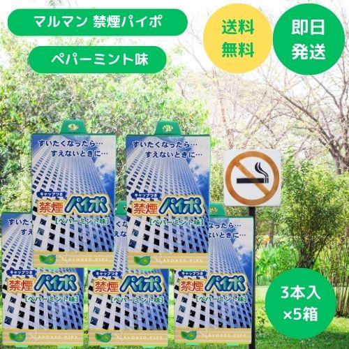 禁煙パイポ マルマン ペパーミント パイポ 3本入×5箱セット 禁煙グッズ ポイント利用 の商品画像
