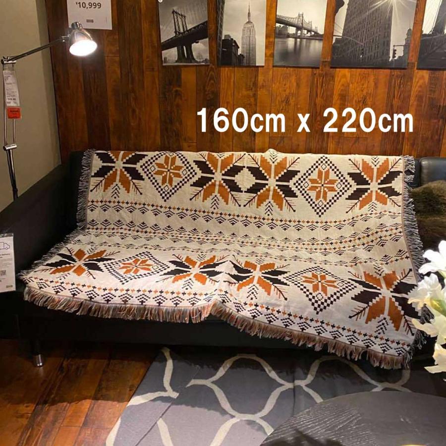 オルテガ柄 アウトドアラグ ブラウン 中サイズ 160x220cm 【カーペット