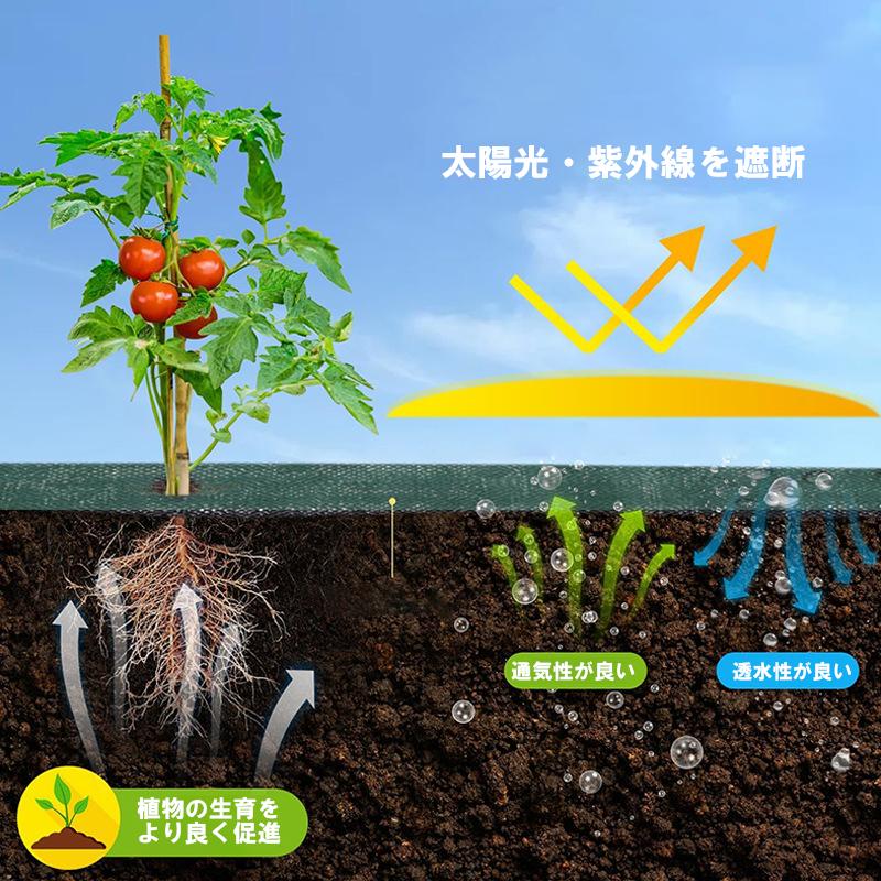 防草シート　1m x 100m 　固定ピン100本セット【除草シート　100メートル　高耐久　緑　グリーン】　爆買_2