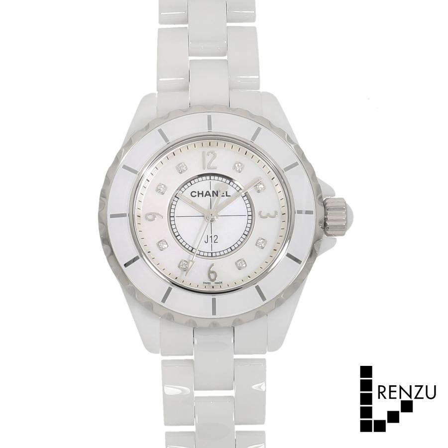 シャネル J12 ホワイト 8Pダイヤ H2422 レディース 中古 J12 [中古]シャネル ホワイト セラミック H2422 シェル×8Pダイヤ