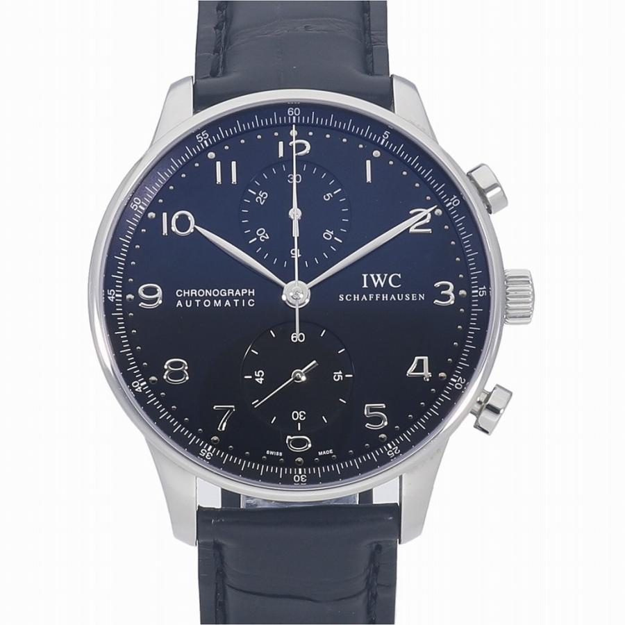 ポルトギーゼ [中古]IWC クロノグラフ ブラック IW371438 メンズ 送料