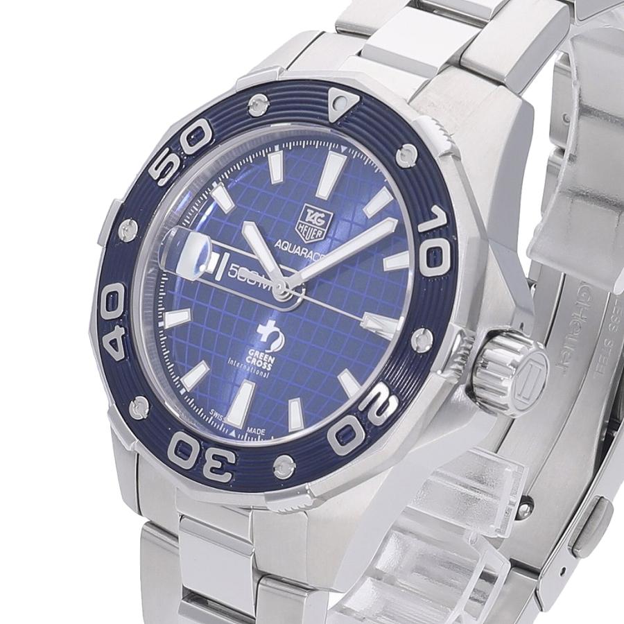 内部点検済 TAG Heuer アクアレーサー キャリバー5 レオナルド ディカプリオ グリーンクロス 世界1600本限定 WAJ2116 BA0871 デイト 500m防水 青 ブルー SS ステンレス メンズ 自動巻き【6ヶ月保証】【腕時計】【中古】 アクアレーサー [中古]タグホイヤー キャリバー5 レオナルド