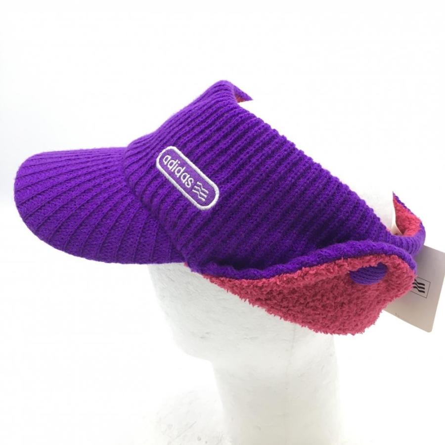 adidas（アディダス） ニットサンバイザー パープル×ピンク 2WAY 耳