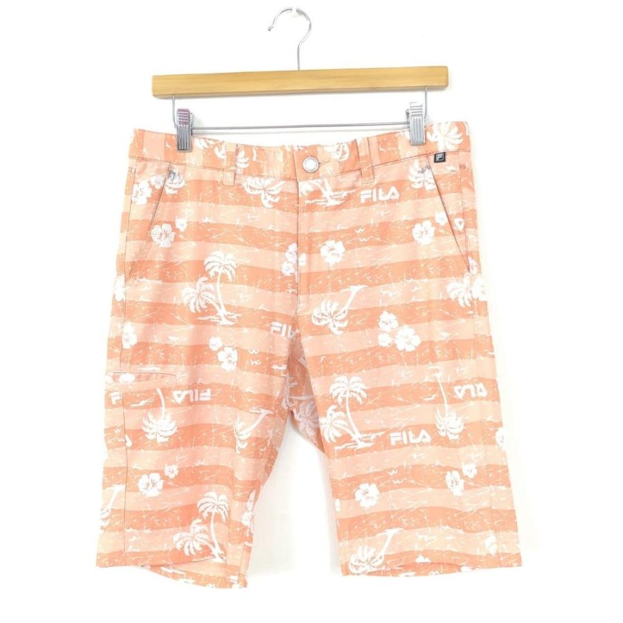 Off価格 Fila Golf フィラゴルフ ハーフパンツ オレンジ 白 ボーダー 花柄 ヤシの木 メンズ M ゴルフウェア 1 レオナード 通販 Yahoo ショッピング