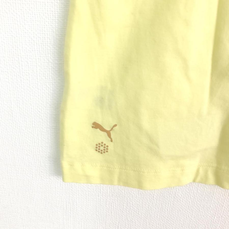 PUMA（プーマ） 半袖ハイネックシャツ ライトイエロー×白 袖重ね着