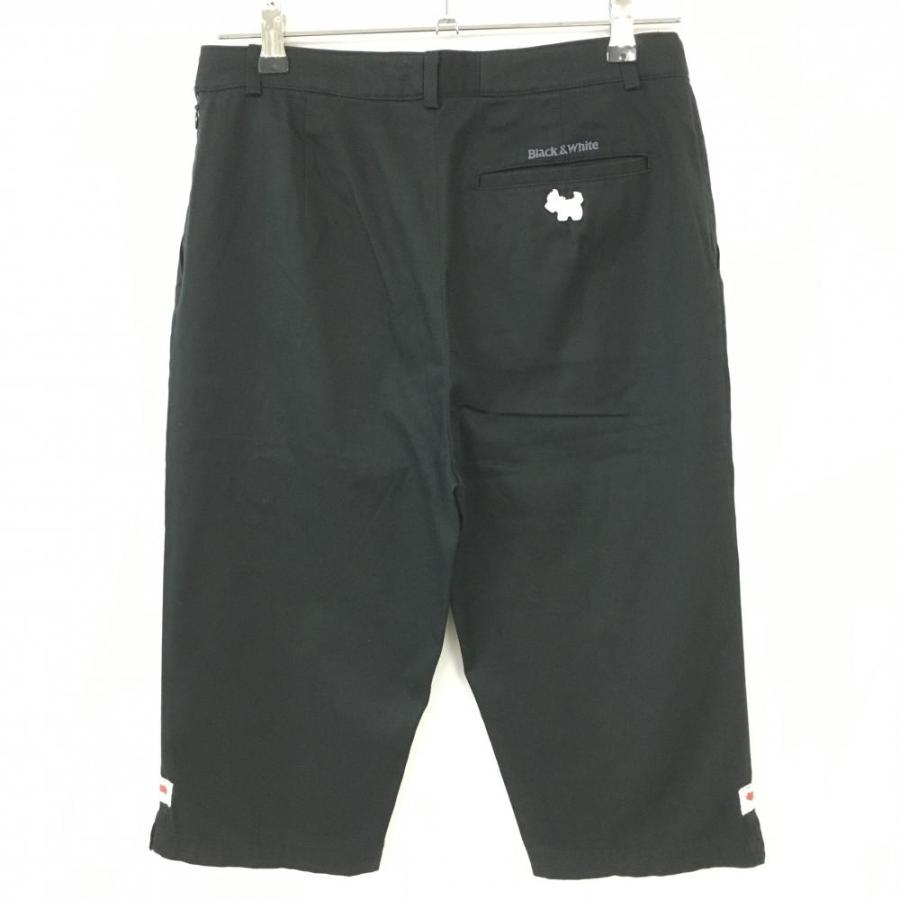 ブラックアンドホワイト 半端丈パンツ 黒 ストレッチ 七分丈
