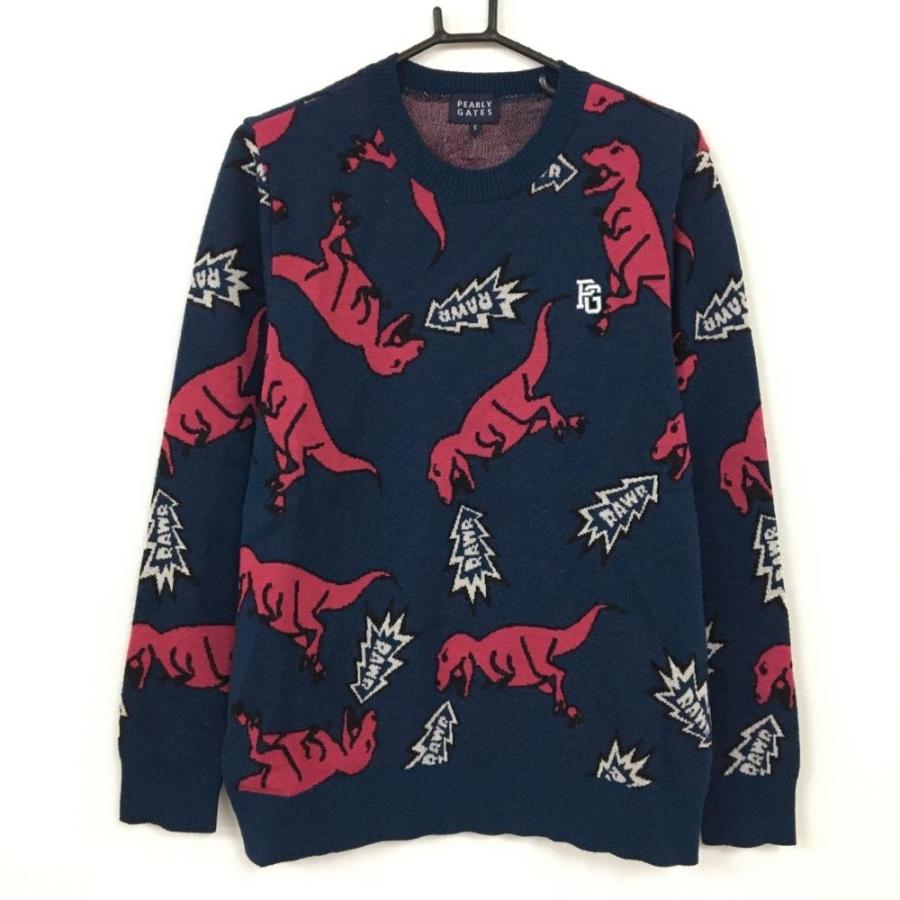 Pearley Gates パーリーゲイツ 長袖セーター ダークネイビー ピンク 恐竜柄 総柄 ウール100 メンズ 5 L ゴルフウェア 1 レオナード 通販 Yahoo ショッピング