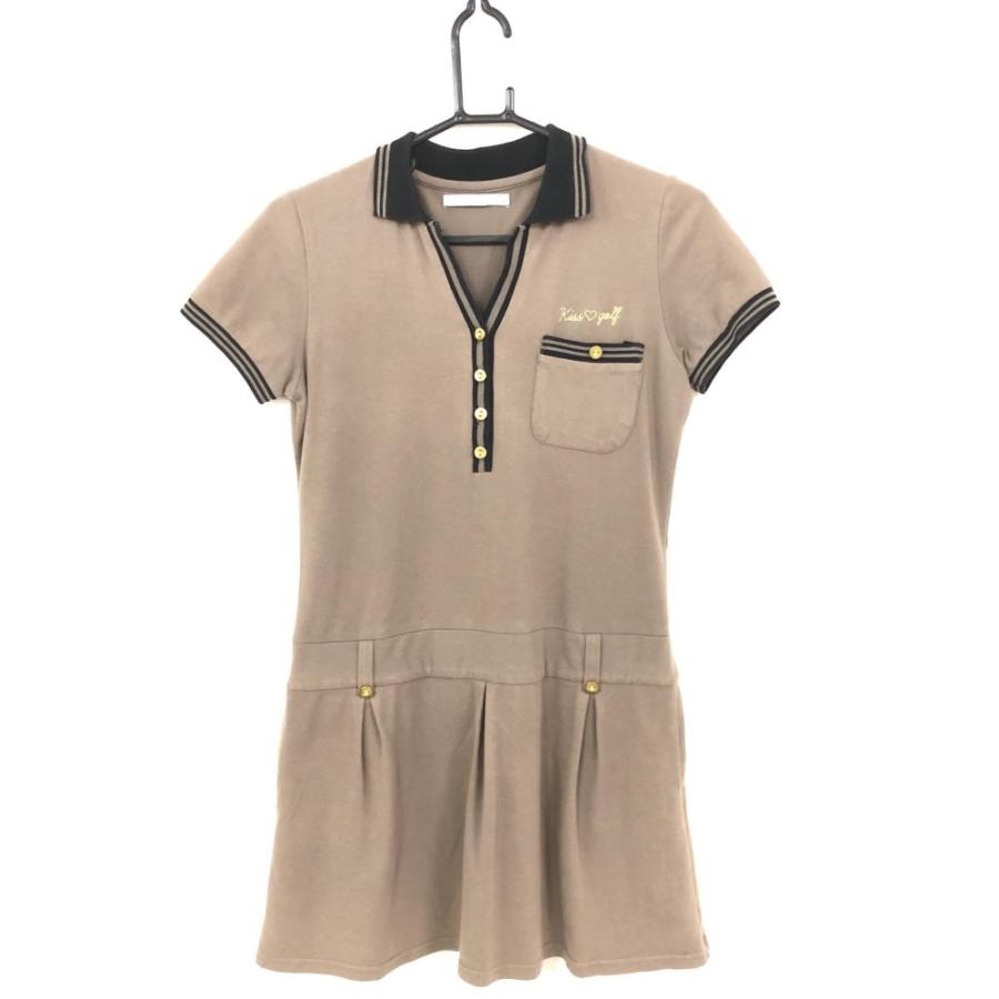 Off価格 Kiss On The Green キスオンザグリーン 半袖ワンピース ブラウン 黒 Vネック ロゴ刺 レディース F ゴルフウェア 1 レオナード 通販 Yahoo ショッピング