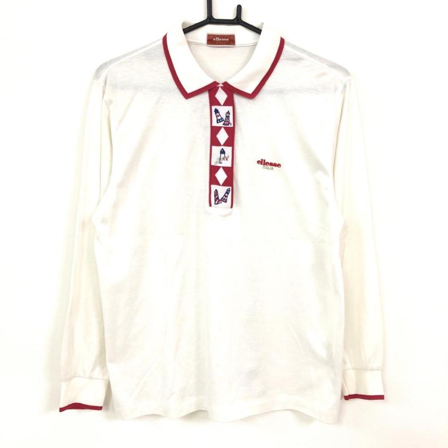 10 Off価格 美品 Ellesse エレッセ 長袖ポロシャツ 白 ピンク 前立て刺繍 レディース L ゴルフウェア 1 レオナード 通販 Yahoo ショッピング