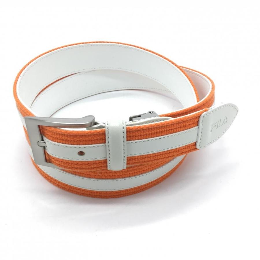美品 Fila Golf フィラ ベルト 白 オレンジ シルバーバックル レディース ゴルフウェア 1 レオナード 通販 Yahoo ショッピング