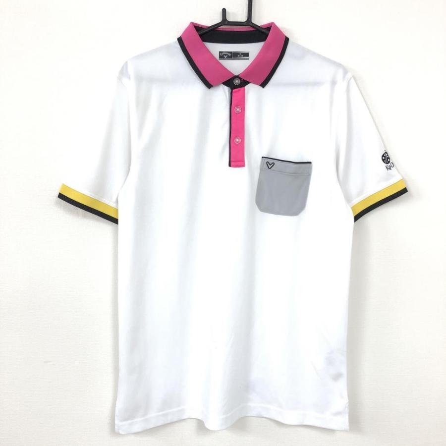 10 Off価格 Callaway キャロウェイ 半袖ポロシャツ 白 ピンク イエロー 胸ポケット Koolina メンズ M ゴルフウェア 1 レオナード 通販 Yahoo ショッピング