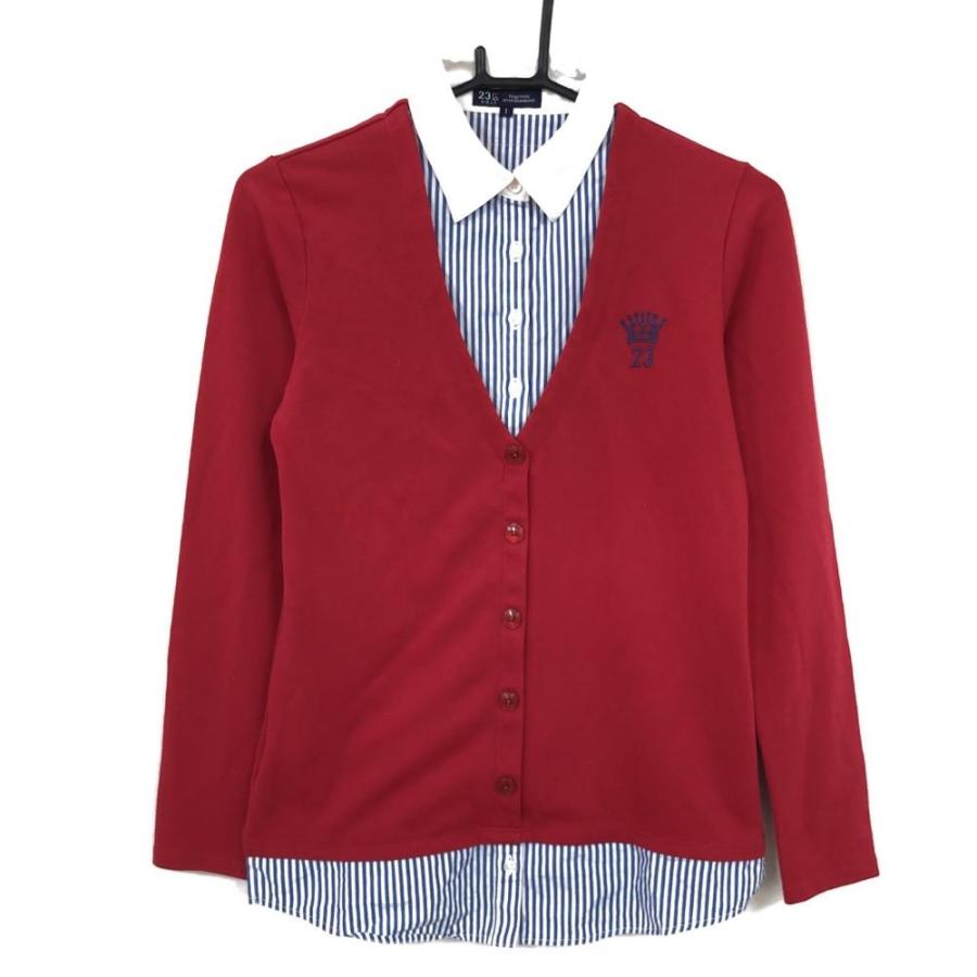 50 Off価格 23区 23区ゴルフ 重ね着風長袖ポロシャツ レッド ブルー 一部柄 レディース I M ゴルフウェア 1 レオナード 通販 Yahoo ショッピング