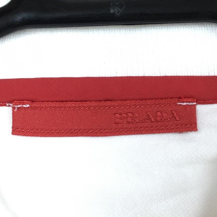 ☆SALE70%OFF☆【美品】PRADA プラダ 半袖ポロシャツ 白×レッド×グレー