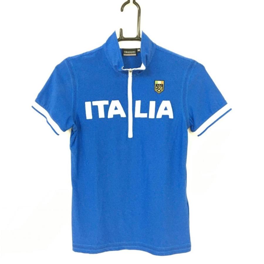 40%OFF価格 (美品)Kappa カッパ 半袖ハイネックシャツ ブルー×白