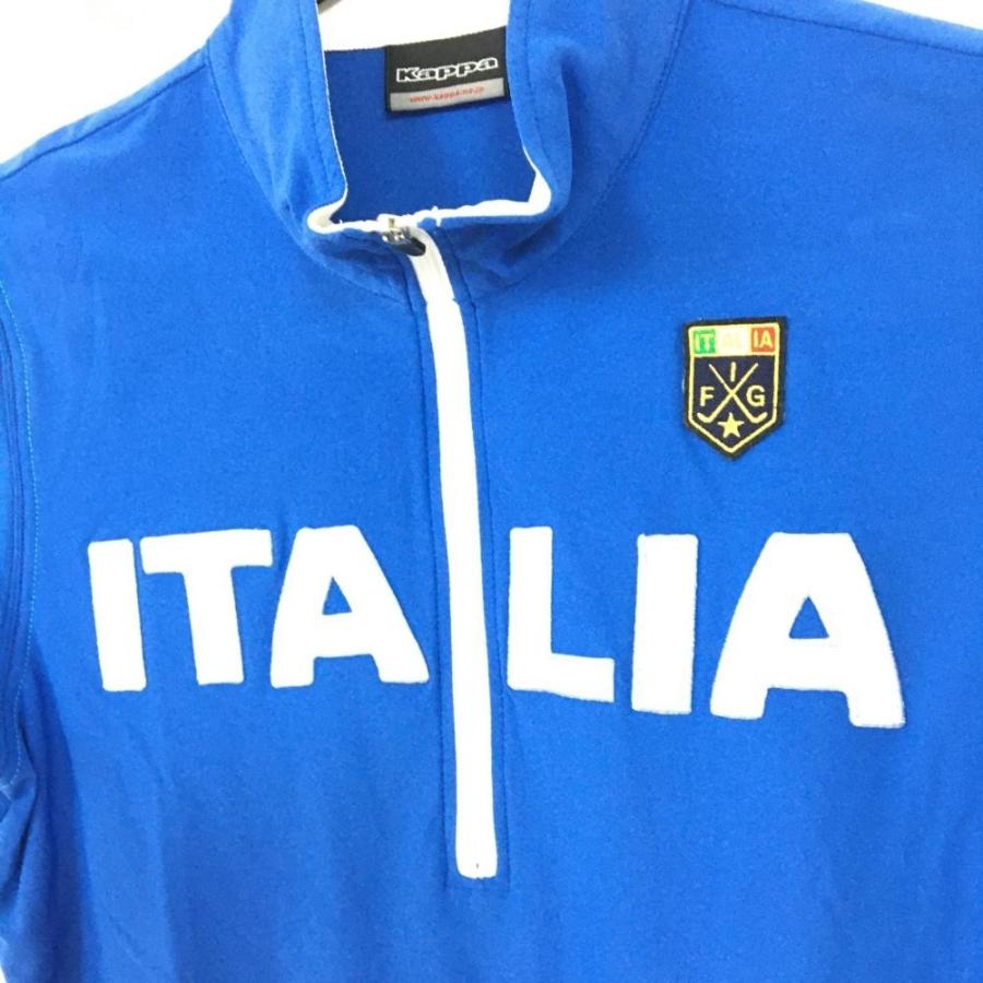 kappa イタリア製　ゴルフウェア　ハイネック　新品タグ付　L 匿名配送 40%OFF価格 (美品)Kappa カッパ 半袖ハイネックシャツ ブルー×白